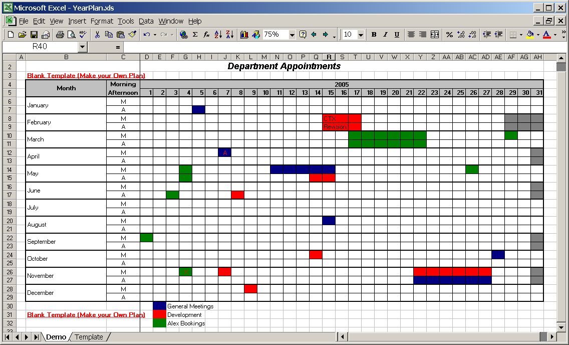 yearly calendar template. Calendar Templates 2005