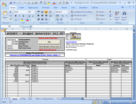 Screen Shot from the Microsoft Excel Macro File