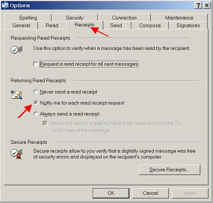 Read Receipts options