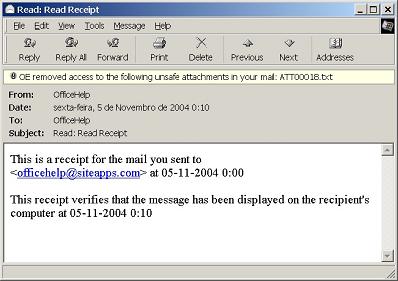 Outlook Express Read Receipt sample
