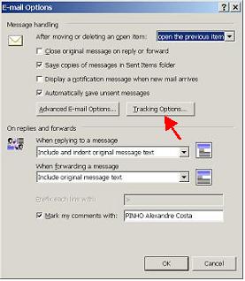 E-mail Options Window