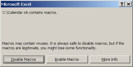 Macro execution prompt