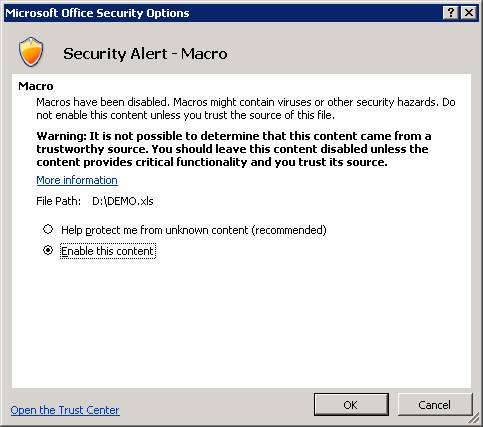 Office 2007 - Macro Activation Pop-Up