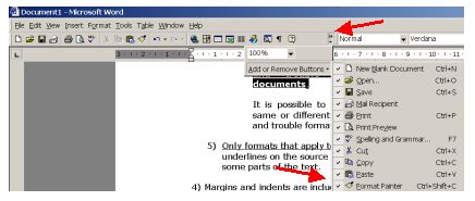 Finding the Format Painter Icon