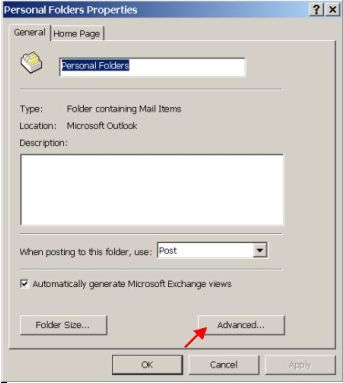 Personal Folders Properties Dialog