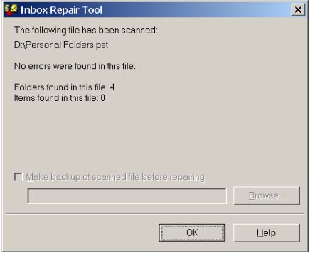 Inbox Repair Tool Results Window