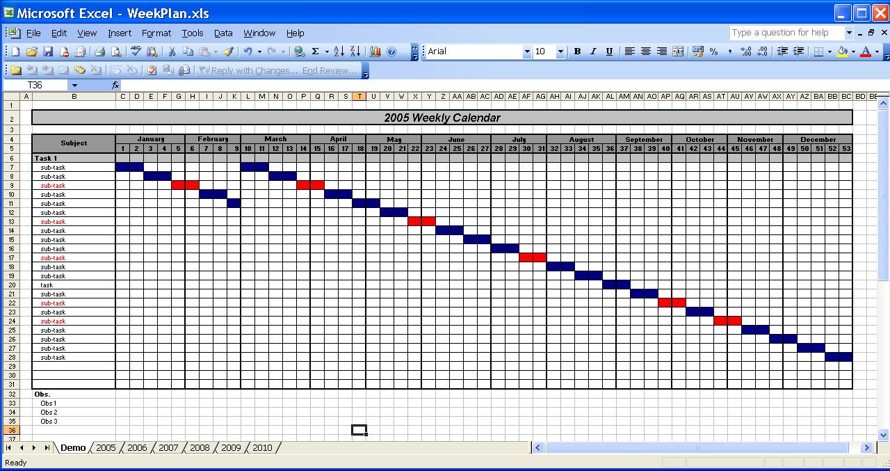 OfficeHelp template (00031) Calendar Templates 2005
