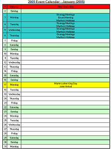 List Monthly Format (Click to Enlarge)