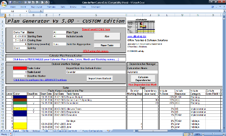 Calendar Plan Generator Input File Screen Shot