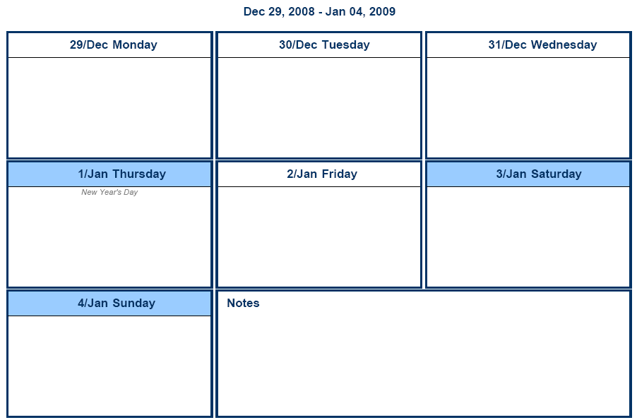 Microsoft Word Weekly Calendar Template 2014